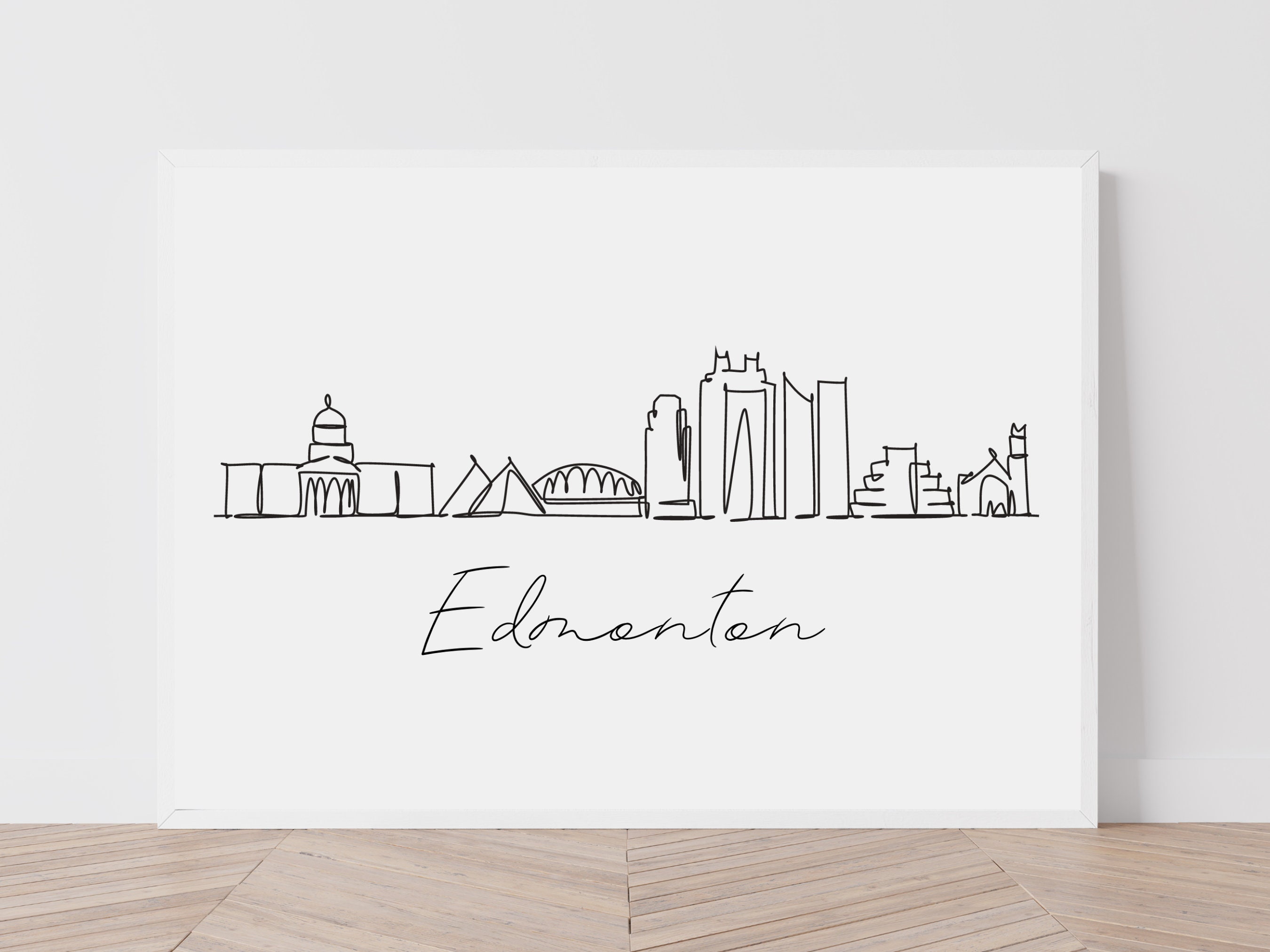 Edmonton Skyline Wall Print, Printable Edmonton City Poster, Black and