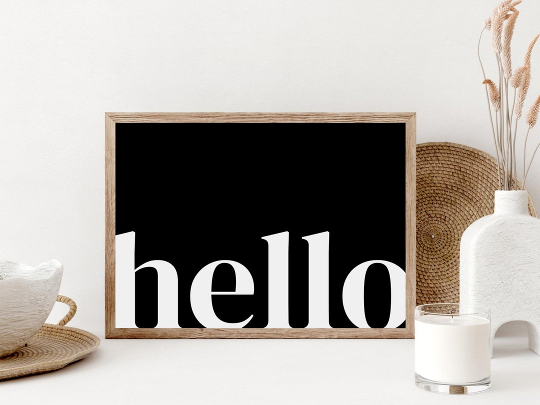 Hello Poster, Printable Hello Wall Art, Entryway Sign, Clean