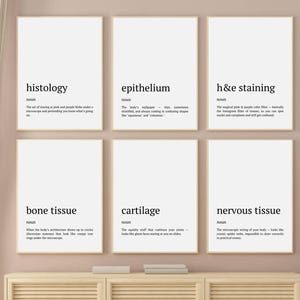 Funny Histology Classroom Wall Art, Histology Definition Poster Set Of 6, Printable Pathology Prints, Fun Pathologist Gift, Histology Gift