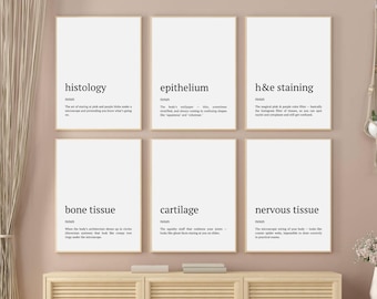 Histology Definition Poster Set, Pathology Prints (PDF)