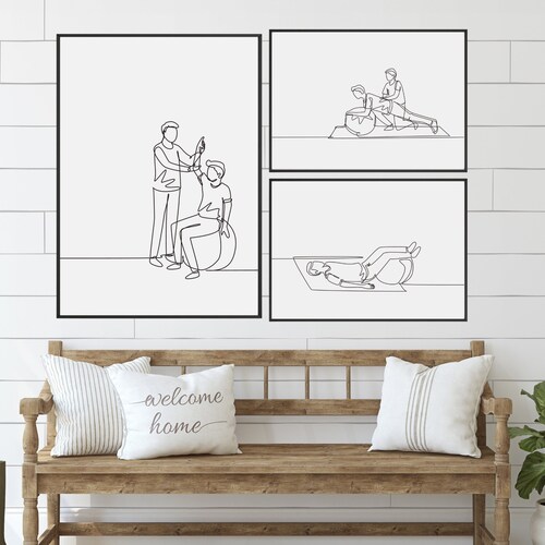 Physiotherapy Line Art Print Set, Physical Therapy Posters (Digital Download)