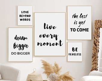 Motivational Quote Poster Set Of 30, Inspirational Wall Art For Women, Black And White Quote Bundle, Printable Wall Art, Gallery Wall Set