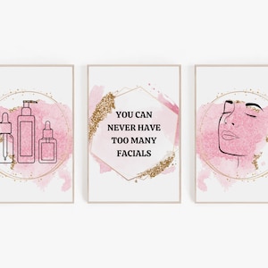 Esthetician Wall Print, Facial Room Wall Art, Printable Skincare Poster Set Of 3, Beauty Salon Decor, Medical Spa Art, Massage Room Prints
