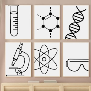 Neutral Biology Class Wall Art, Minimalist Chemistry Classroom Wall Print, Printable Chemistry Posters, Science Home Decor, Laboratory Art