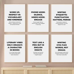 Funny English Classroom Wall Decor, Printable English Language Class Posters, English Class Rules Wall Art, English Literature Teacher Gift
