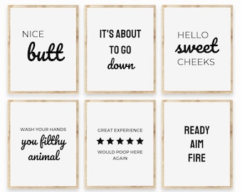 Funny Bathroom Print Set, Cheeky Restroom Wall Art (Digital Art)