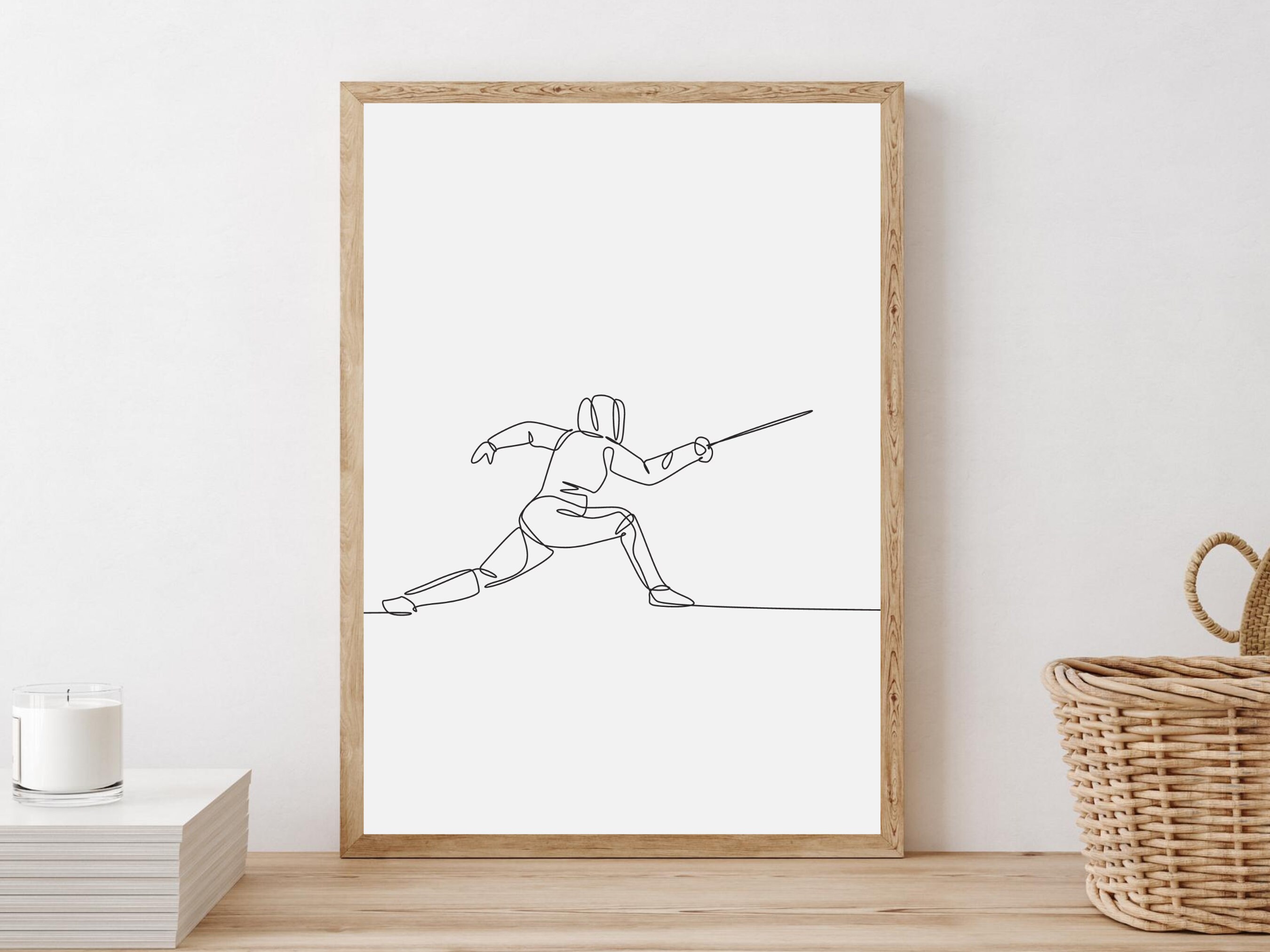 Stampa Su Tela Scherma Minimalista - Poster Sportivo 30x45cm Per Decorazione Parete