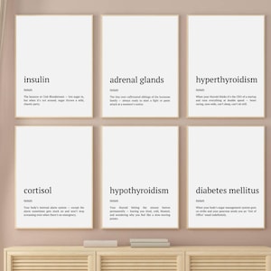 Funny Endocrinology Office Wall Art, Endocrinology Definition Poster Set Of 6, Printable Endocrinologist Prints, Humorous Endocrinology Gift