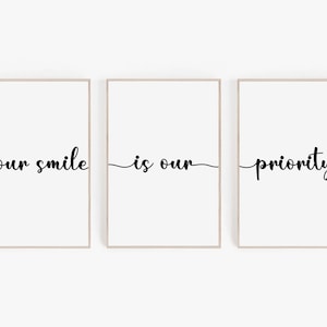 Your Smile Is Our Priority Print Set, Minimalist Dental Clinic Wall Art, Printable Dentist Office Poster Set, Simple Dentist Wall Print