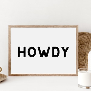 Howdy Wall Art, Western Typography Decor, Southwestern Wall Art, Modern Design Poster, Southern Home Art, Type Design, Ranch Wall Decor