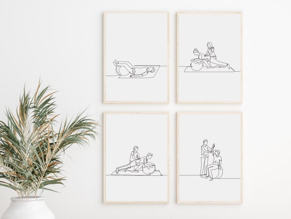 Physiotherapy Line Art Print Set, Manual Therapy Decor (Digital Download)