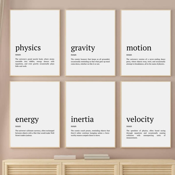 Funny Physics Teacher Posters, Physics Classroom Decor, Printable Physics Class Wall Print Set Of 6, Physics Teacher Gift, Science Class Art