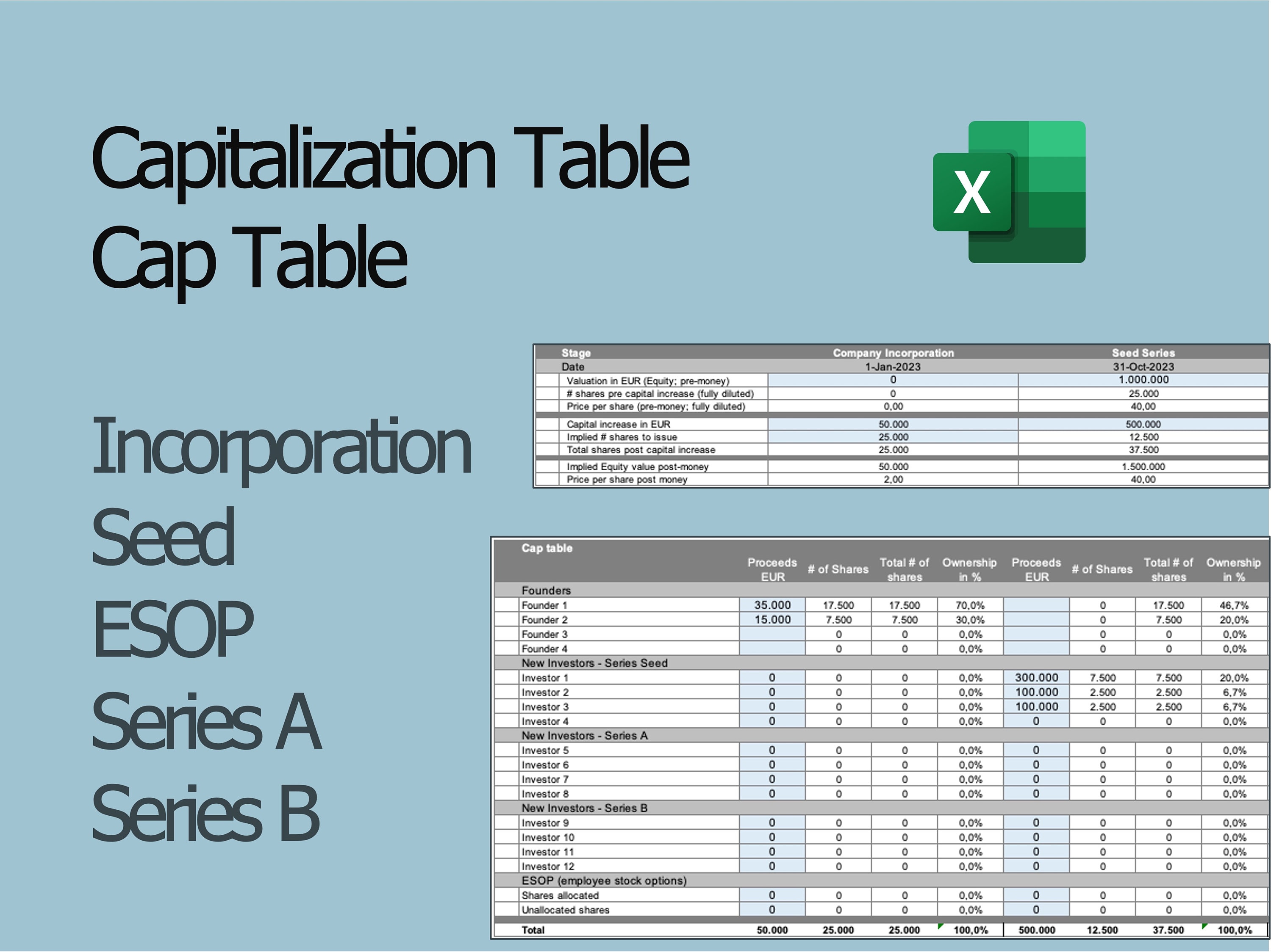 Cap Table Capitalization Table Investors Table Excel Template Etsy Cap Table Capitalization Table Investors Table Excel Template Etsy
