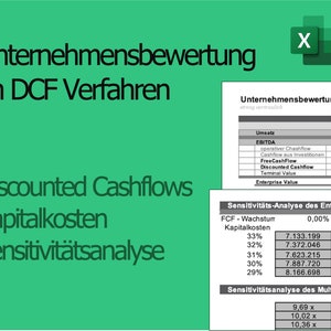 Company valuation in the DCF process | Excel template | Rating | DCF calculation