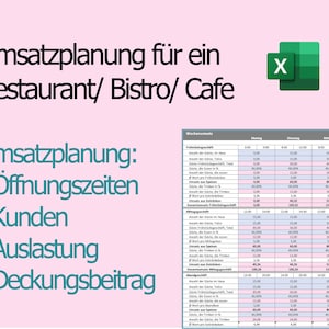 Sales planning for a restaurant, bistro - 5-year planning for gastronomy based on opening times, seats and weekly planning of the customers