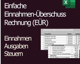 Simple income statement - EÜR - profit calculation | Excel template