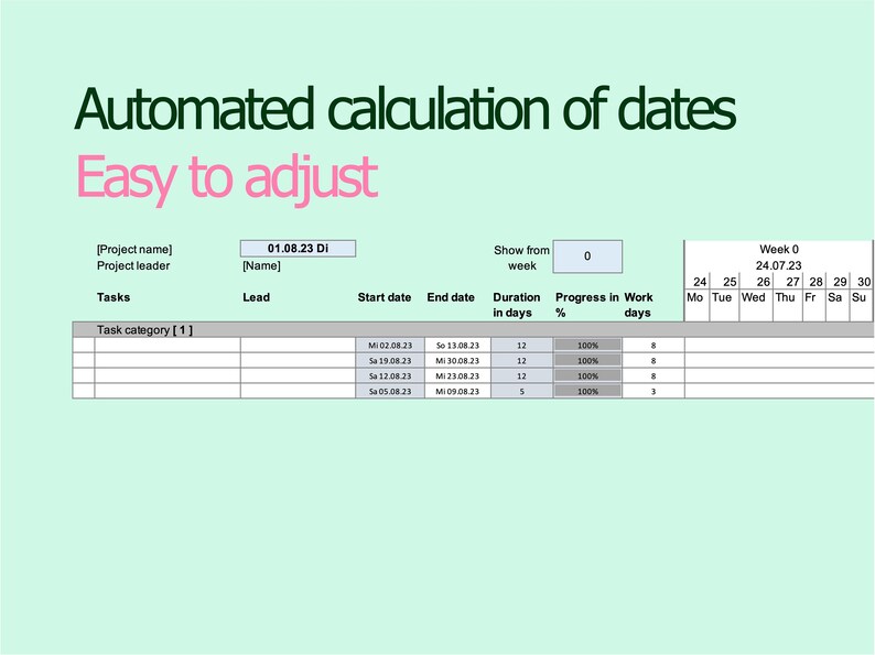 Gantt Chart | Gantt Project Plan in ENG | Excel Template - Etsy