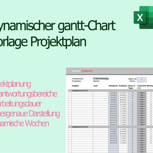 Gantt Chart | Dynamic Gantt Project Plan in DE | Excel Template - Etsy
