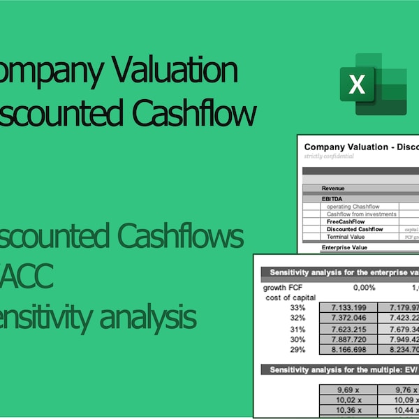 DCF - Discounted Cash Flow - DCF Company Valuation - Excel Template | M&A documents