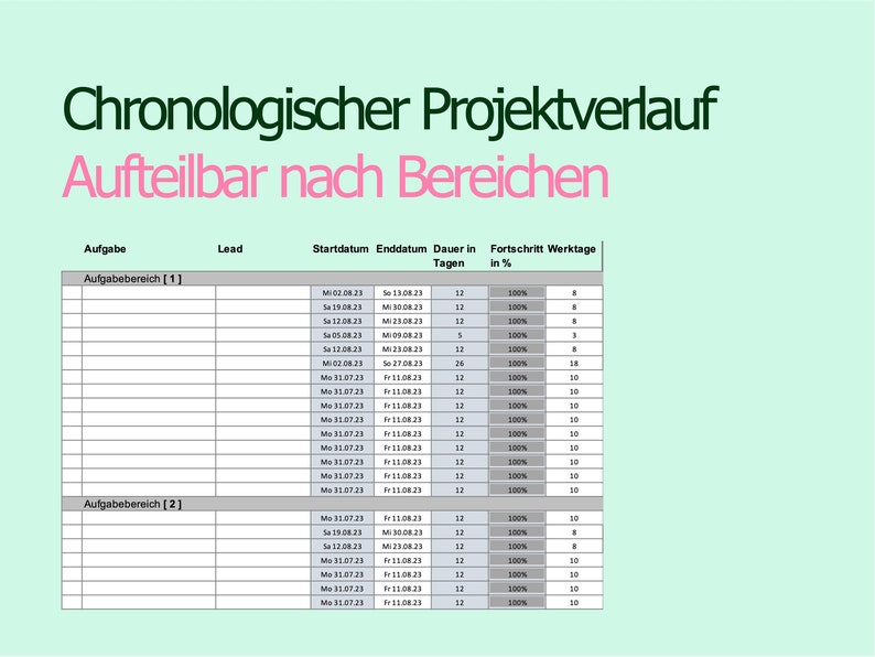 Gantt Chart | Dynamic Gantt Project Plan in DE | Excel Template - Etsy