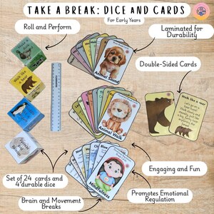 Gebrauchsfertige Take a Break Karten & Würfel Von Experten entworfene Emotionsregulierung und Gehirnpause-Ressource | Kind Entwicklung | Frühes Werkzeug