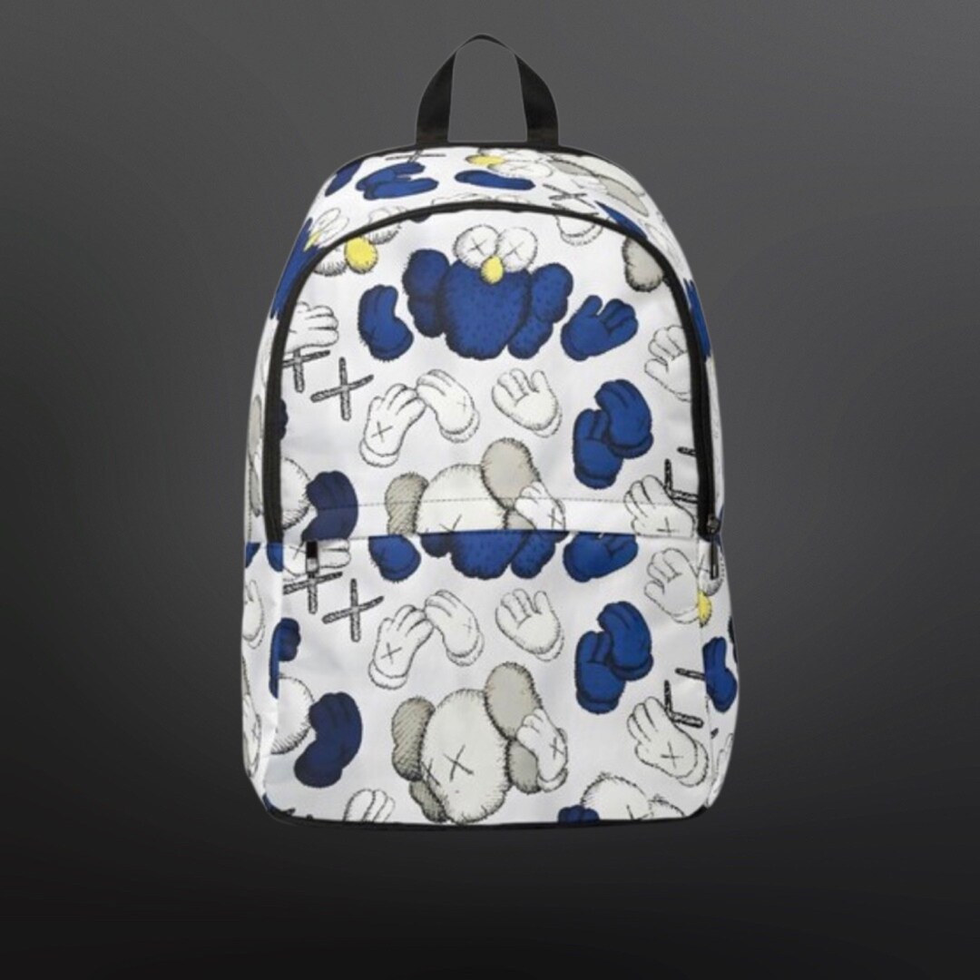 Kaws Backpack Contemporary Art Backpack Kaws Art Black Etsy