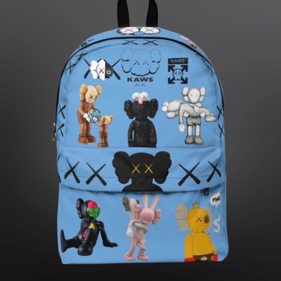 Kaws Backpack Contemporary Art Backpack Kaws Art Black Etsy