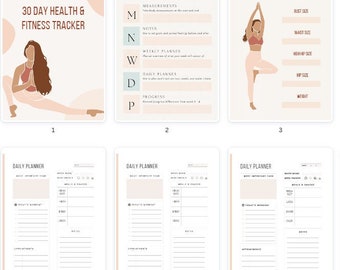 Fitness Planner Printable, Workout Tracker, Habit Log, Wellness Journal (Digital Download)