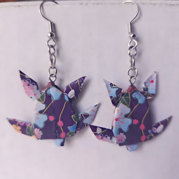 Origami Earrings Origami Turtle Earring Hook Dangle Ear Ring Handmade Japanase Jewelery Handmade Anniversary Gift Origami Handmade