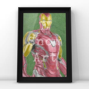 Iron Man (Avengers Endgame, 2019) Hand Drawn A4 Wall Art Print