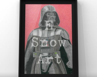 スターウォーズ ダースベイダー 絵画 ダース・ベイダー水彩画アートプリント - 8x10 | スター