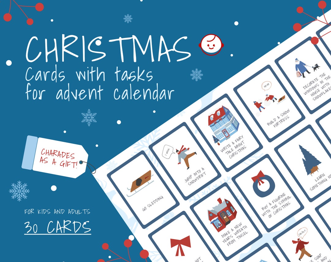 Christmas Charades Game Xmas Charades Games Card for Advent Calendar