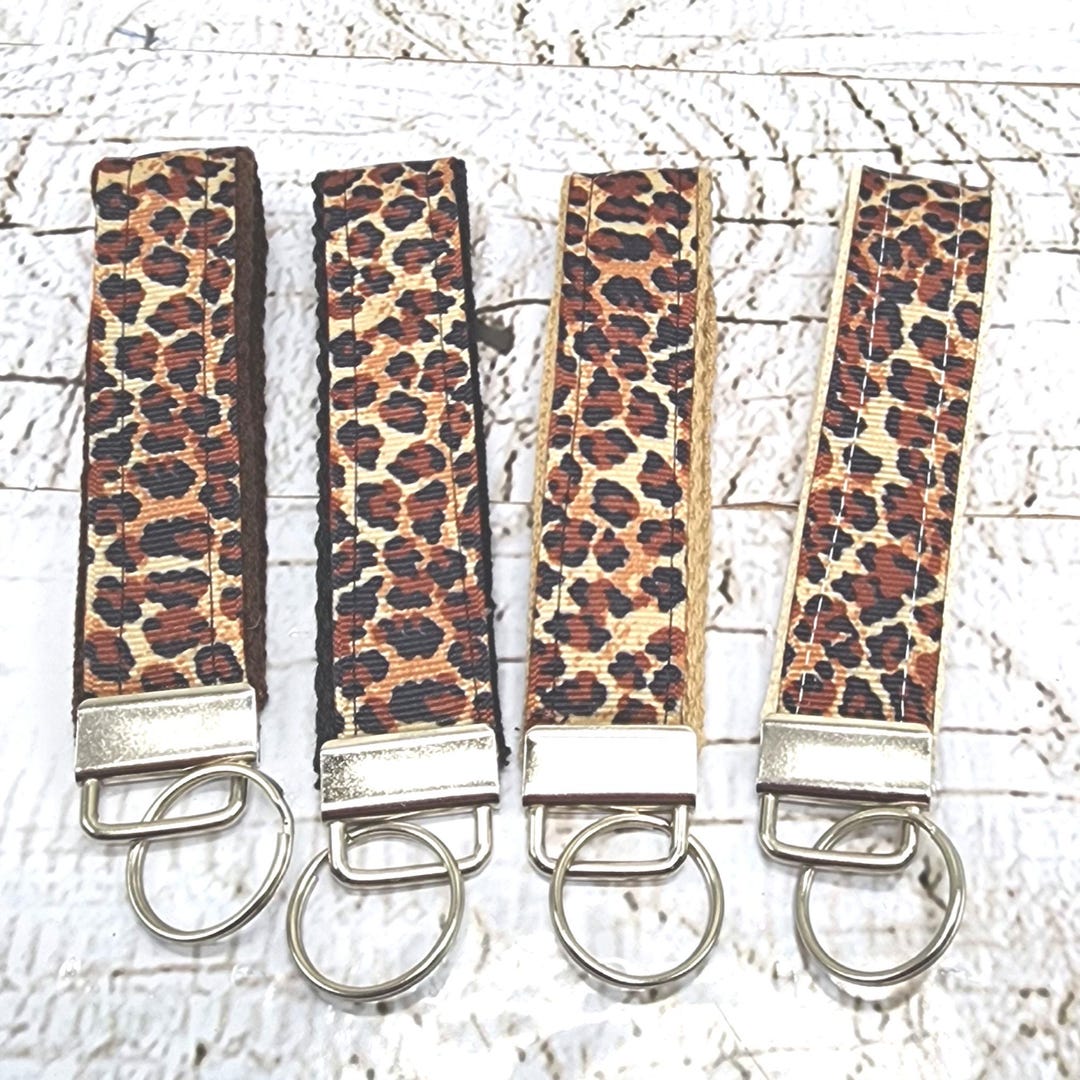 Cheetah Print Cotton Ribbon Wristlet, Cotton Keychain - Etsy