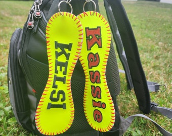 Personalized softball or baseball bag tag// Long softball name tag H//  softball ID clip// Player name tag// sports bag tag// softball gift
