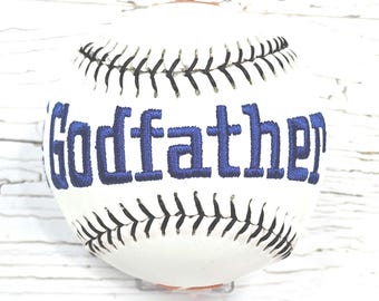 Godfather Gift//Baptism gift//Godparents gift//Custom Personalized Embroidered Baseball// Baseball Gift// Keepsake ball // Memorabilia