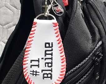 Personalized Baseball Bag Tag: Double-Sided, Custom Name & Number