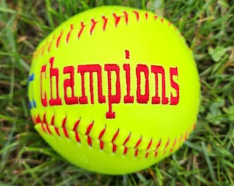 Personalized Embroidered Softball - Championship Team Keepsake