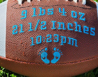 Birth Stats gift // Custom Personalized Embroidered football// Baby Gift // Football Gift // Keepsake ball //Memorabilia //Baby Stats