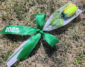 Sports ball Rose: Senior Night Gift, Keepsake with Custom Ribbon