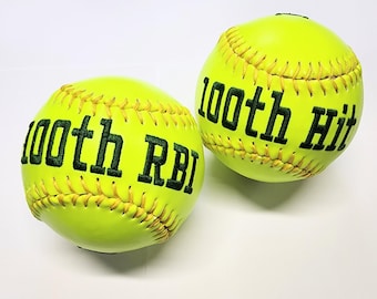 100th Hit,RBI,Steals, Homeruns, strikeout, MVP, Most Improved gift//Custom Personalized Embroidered Softball/Baseball//