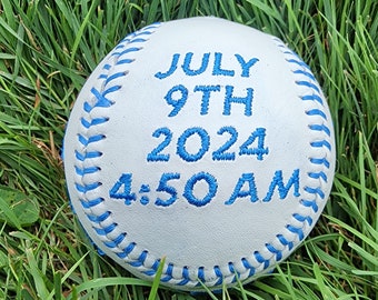 Embroidered Birth Stats Baseball/Softball, Personalized Baby Keepsake