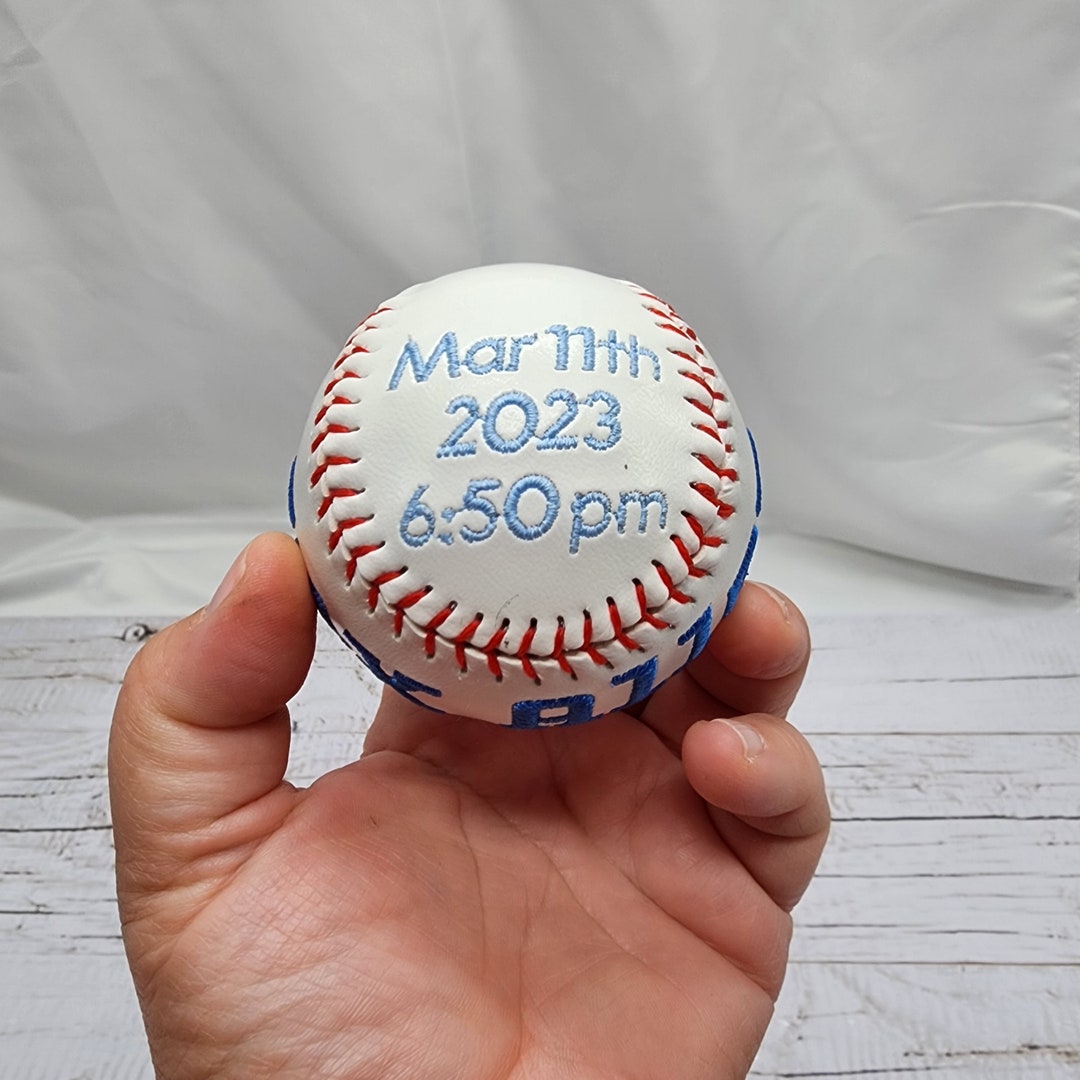 Birth Stats Gift // Custom Personalized Embroidered Softball/baseball