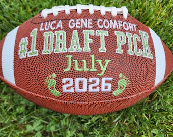 Personalized Embroidered Football: Baby Announcement, Gender Reveal Gift, #1 Draft Pick
