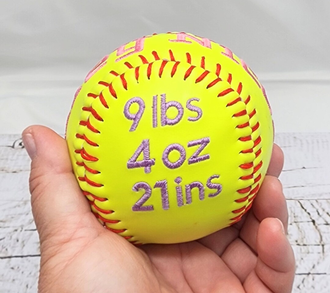 Birth Stats Gift // Custom Personalized Embroidered Softball/baseball