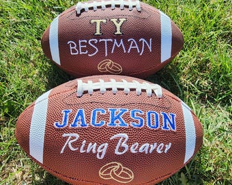 Ring Bearer, Groomsmen, Bestman gift // Custom Personalized Embroidered football// Wedding Gift //Football Gift// Keepsake ball//Memorabilia