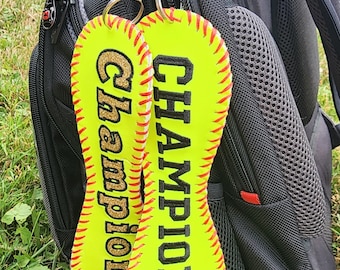 Personalized Champions Softball Bag Tag - Custom Team Award