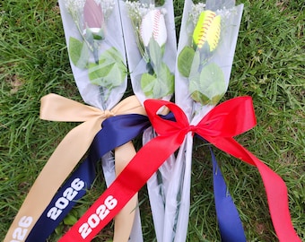 Sports ball Rose: Senior Night Gift, Keepsake with Custom Ribbon