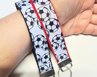 Soccerball Print Wristlet - cotton keychain