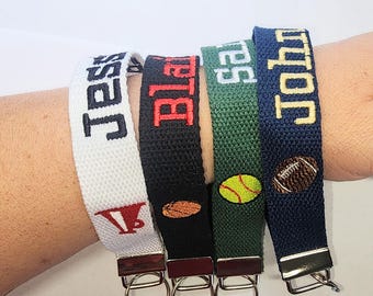 Personalized Keychain wristlet//Bag Tag//Customizable Size Cotton sports Print//Sports