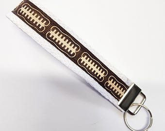Football Ribbon  Wristlet - Cotton Keychain